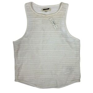 Madewell Knit Cutaway Womans Tank Top Sz XS Ivory Cotton Layering Preppy NWT